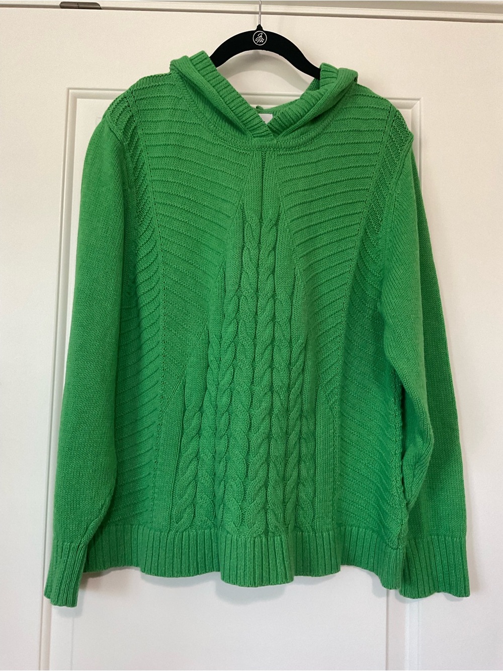 CAbi Bright Green Cable-Knit Hooded Sweater